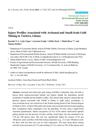 Injury Profiles Associated with Artisanal and Small-Scale Gold Mining in Tarkwa, Ghana thumbnail