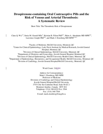 Drospirenone‐containing oral contraceptive pills and the risk of venous thromboembolism: a systematic review of observational studies thumbnail