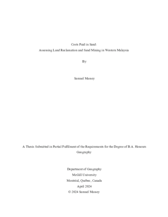 Costs Paid in Sand: Assessing Land Reclamation and Sand Mining in Western Malaysia thumbnail