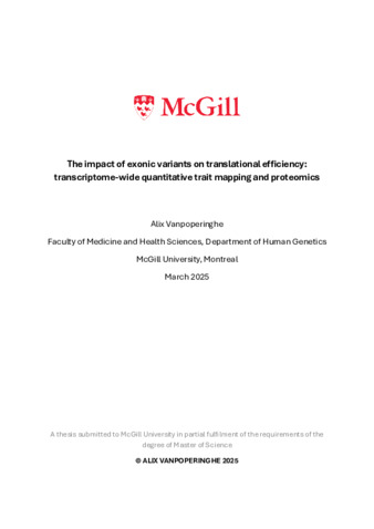 The impact of exonic variants on translational efficiency: transcriptome-wide quantitative trait mapping and proteomics thumbnail