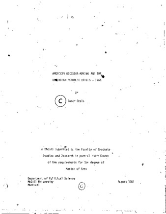 American decision-making and the Dominican Republic crisis, 1965 thumbnail