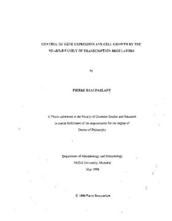 Control of gene expression and cell growth by the NF-kBIkB family of transcription regulators thumbnail