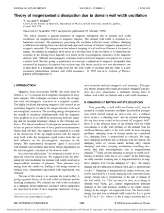 Theory of magnetoelastic dissipation due to domain wall width oscillation thumbnail