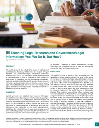 Teaching legal research and government/legal information: Yes, we do it, but how? thumbnail