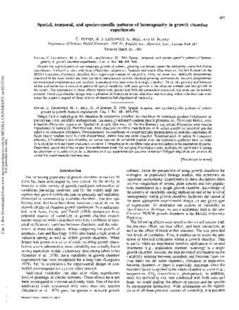 Spatial, temporal, and species -specific patterns of heterogeneity in growth chamber experiments thumbnail