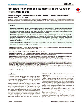 Projected Polar Bear Sea Ice Habitat in the Canadian Arctic Archipelago thumbnail