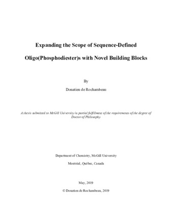 Expanding the scope of sequence-defined Oligo(Phosphodiester)s with novel building blocks thumbnail