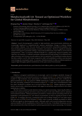 MetaboAnalystR 3.0: Toward an Optimized Workflow for Global Metabolomics thumbnail