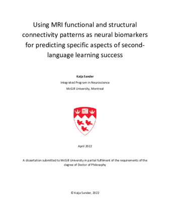 Using MRI functional and structural connectivity patterns as neural biomarkers for predicting specific aspects of second-language learning success thumbnail