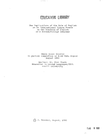 The implications of the role of English as an international Lingua Franca on the teaching of English as a second/ foreign language thumbnail