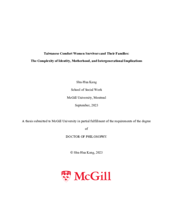 Taiwanese comfort women survivors and their families: The complexity of identity, motherhood, and intergenerational implications thumbnail