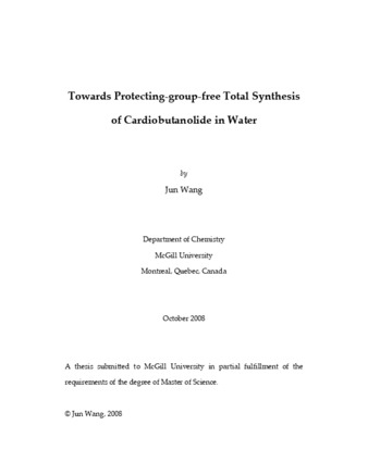 Towards protecting-group-free total synthesis cardiobutanolide in water thumbnail