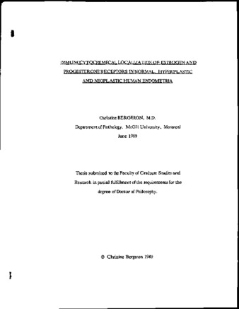 Immunocytochemical localization of estrogen and progesterone receptors in normal, hyperplastic and neoplastic human endometria thumbnail