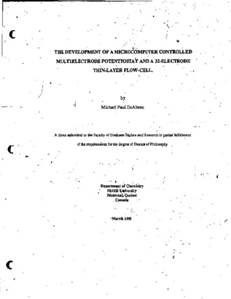 The development of a microcomputer controlled multielectrode potentiostat and a 32-electrode thin-layer flow-cell / thumbnail