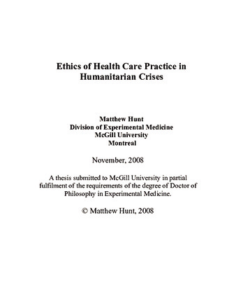 Ethics of health care practice in humanitarian crises thumbnail