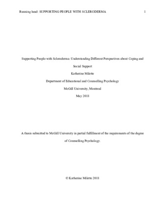 Supporting people with Scleroderma: understanding different perspectives about coping and social support thumbnail