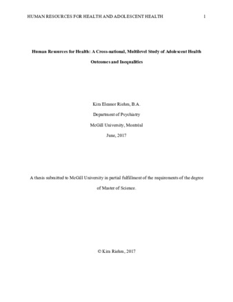 Human resources for health: A cross-national, multilevel study of adolescent health outcomes and inequalities thumbnail