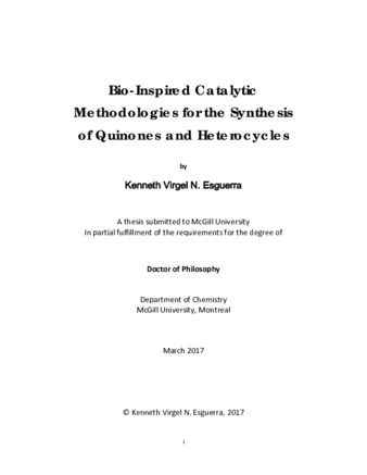 Bio-inspired catalytic methodologies for the synthesis of quinones and heterocycles thumbnail