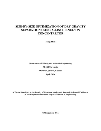 Size-by-size optimization of dry gravity separation using a 3-inch knelson concentartor thumbnail