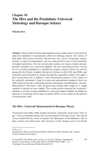 The Hive and the Pendulum: Universal Metrology and Baroque Science thumbnail