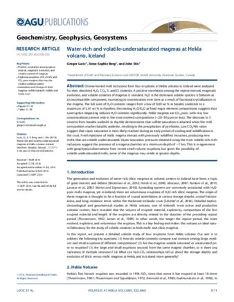 Water-rich and volatile-undersaturated magmas at Hekla volcano, Iceland thumbnail