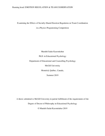 Examining the effects of socially-shared emotion regulation on team coordination in a physics programming competition thumbnail