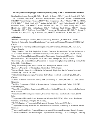 LRRK2 protective haplotype and full sequencing study in REM sleep behavior disorder thumbnail