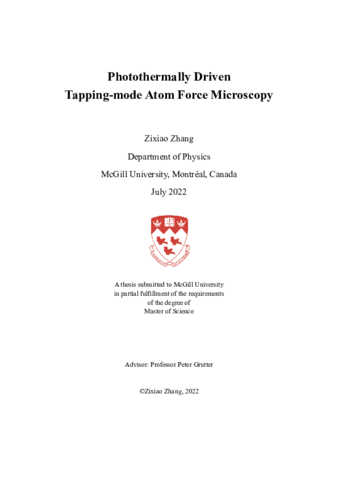 Photothermally driven tapping-mode atom force microscopy thumbnail
