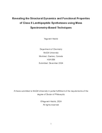 Revealing the structural dynamics and functional properties of class II lanthipeptide synthetases using mass spectrometry-based techniques thumbnail
