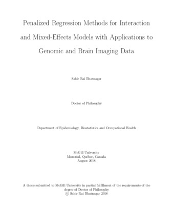 Penalized regression methods for interaction and mixed-effects models with applications to genomic and brain imaging data thumbnail