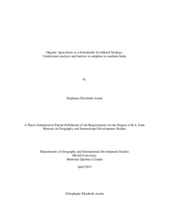 Organic Agriculture as a Sustainable Livelihood Strategy: Understand catalysts and barriers to adoption in southern India thumbnail