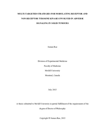 Multi-targeted strategies for modulating receptor and non- receptor tryosine kinases involved in adverse signaling in solid tumours thumbnail
