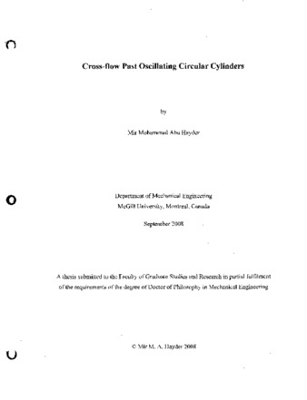 Cross-flow past oscillating circular cylinders thumbnail