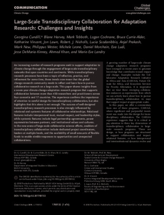 Large‐Scale Transdisciplinary Collaboration for Adaptation Research: Challenges and Insights thumbnail