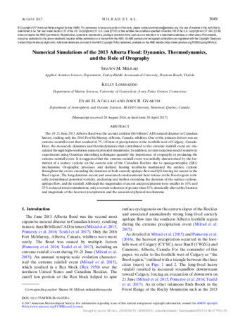 Numerical Simulations of the 2013 Alberta Flood: Dynamics, Thermodynamics, and the Role of Orography thumbnail