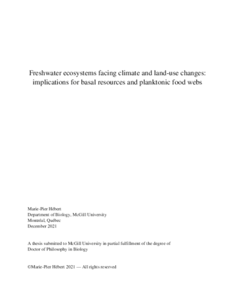 Freshwater ecosystems facing climate and land-use changes:  implications for basal resources and planktonic food webs thumbnail