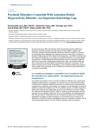 Psychotic Disorders Comorbid With Attention-Deficit Hyperactivity Disorder: An Important Knowledge Gap thumbnail