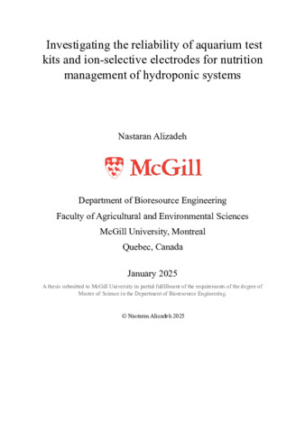 Investigating the reliability of aquarium test kits and ion-selective electrodes for nutrition management of hydroponic systems thumbnail