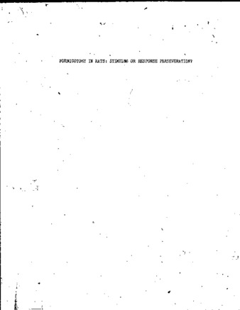 The effect of fornix lesions in rats : stimulus or response perseveration? thumbnail