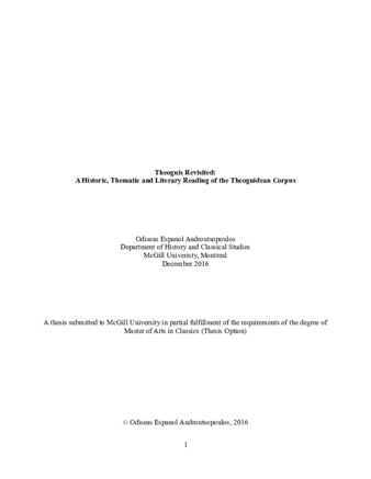 Theognis revisited: a historic, thematic and literary reading of the Theognidean corpus thumbnail