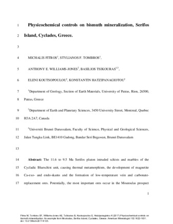 Physicochemical controls on bismuth mineralization: An example from Moutoulas, Serifos Island, Cyclades, Greece thumbnail