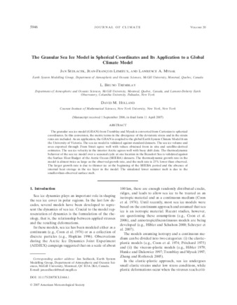 The Granular Sea Ice Model in Spherical Coordinates and Its Application to a Global Climate Model thumbnail