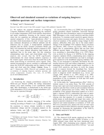 Observed and simulated seasonal co-variations of outgoing longwave radiation spectrum and surface temperature thumbnail