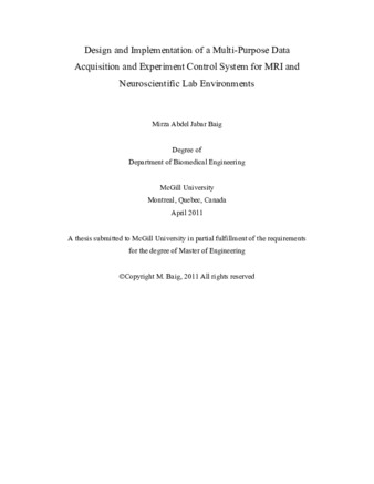 Design and implementation of a multi-purpose data acquisition and experiment control system for MRI and neuroscientific lab environments thumbnail