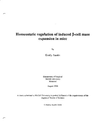 Homeostatic regulation of induced [beta]-cell mass expansion in mice thumbnail