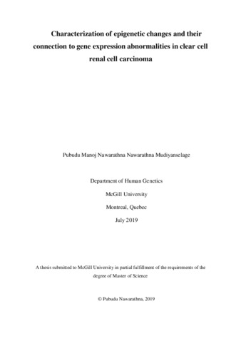 Characterization of epigenetic changes and their connection to gene expression abnormalities in clear cell renal cell carcinoma thumbnail