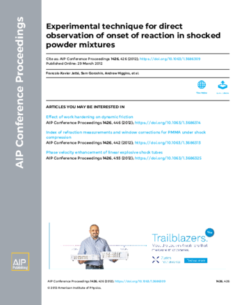 Experimental technique for direct observation of onset of reaction in shocked powder mixtures thumbnail