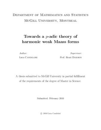 Towards a p-adic theory of harmonic weak Maass forms thumbnail