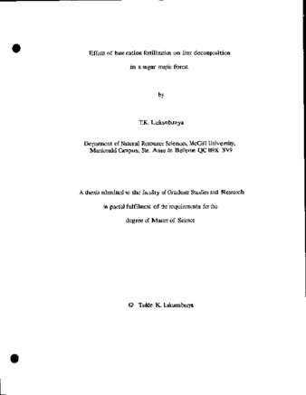 Effects of base cation fertilization on litter decomposition in a sugar maple forest thumbnail