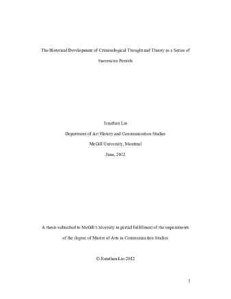 The historical development of criminological thought and theory as a series of successive periods thumbnail